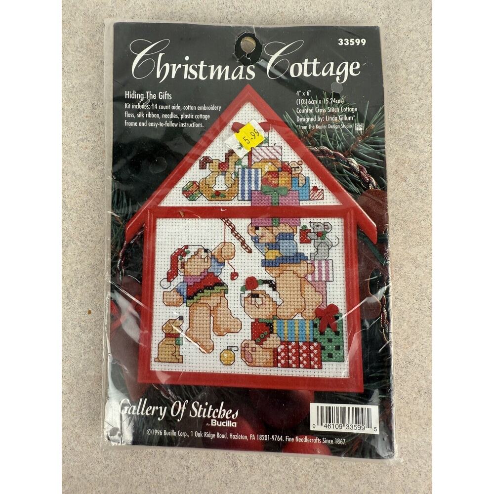 Bucilla - Cross Stitch Kit - Christmas Cottage - Hiding the‎ Gifts 33599